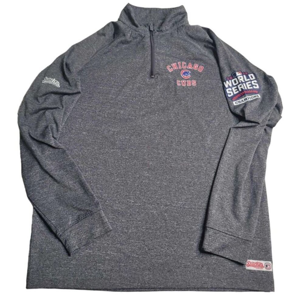 3276 Stitches MLB Chicago‎ Cubs World Series 2016 1/4 Zip Men's Small